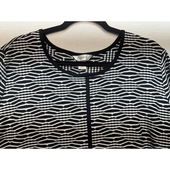 Cj Banks Womens Tunic Top Round Neck Asymmetrical Size 3X Black White 3/4 Sleeve - Picture 5 of 12